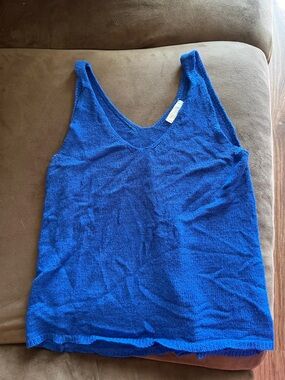 Blue Women's V-Neck Knit Tank Top